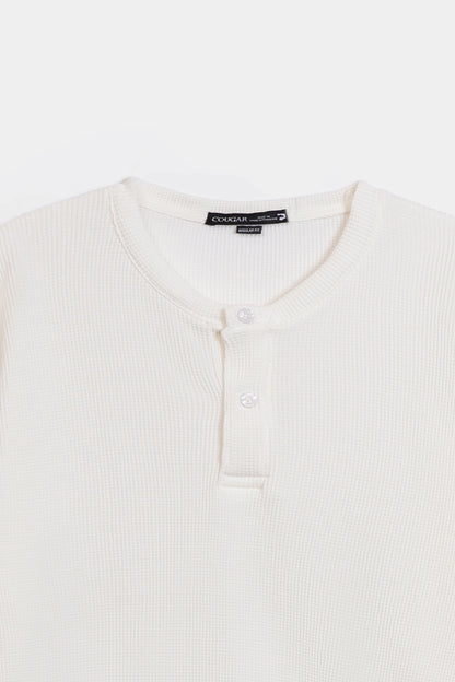 Waffle Knit Henley T-Shirt - Cougar Clothing
