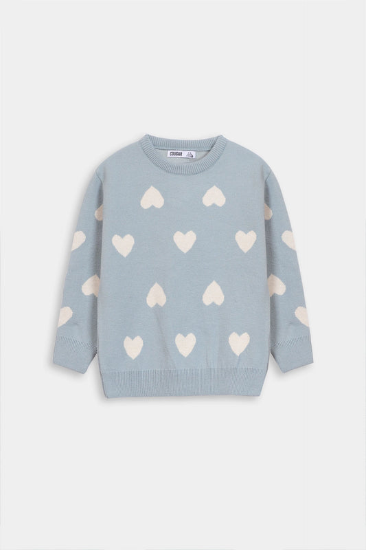 Heart Jacquard Knit Sweater - Cougar Clothing