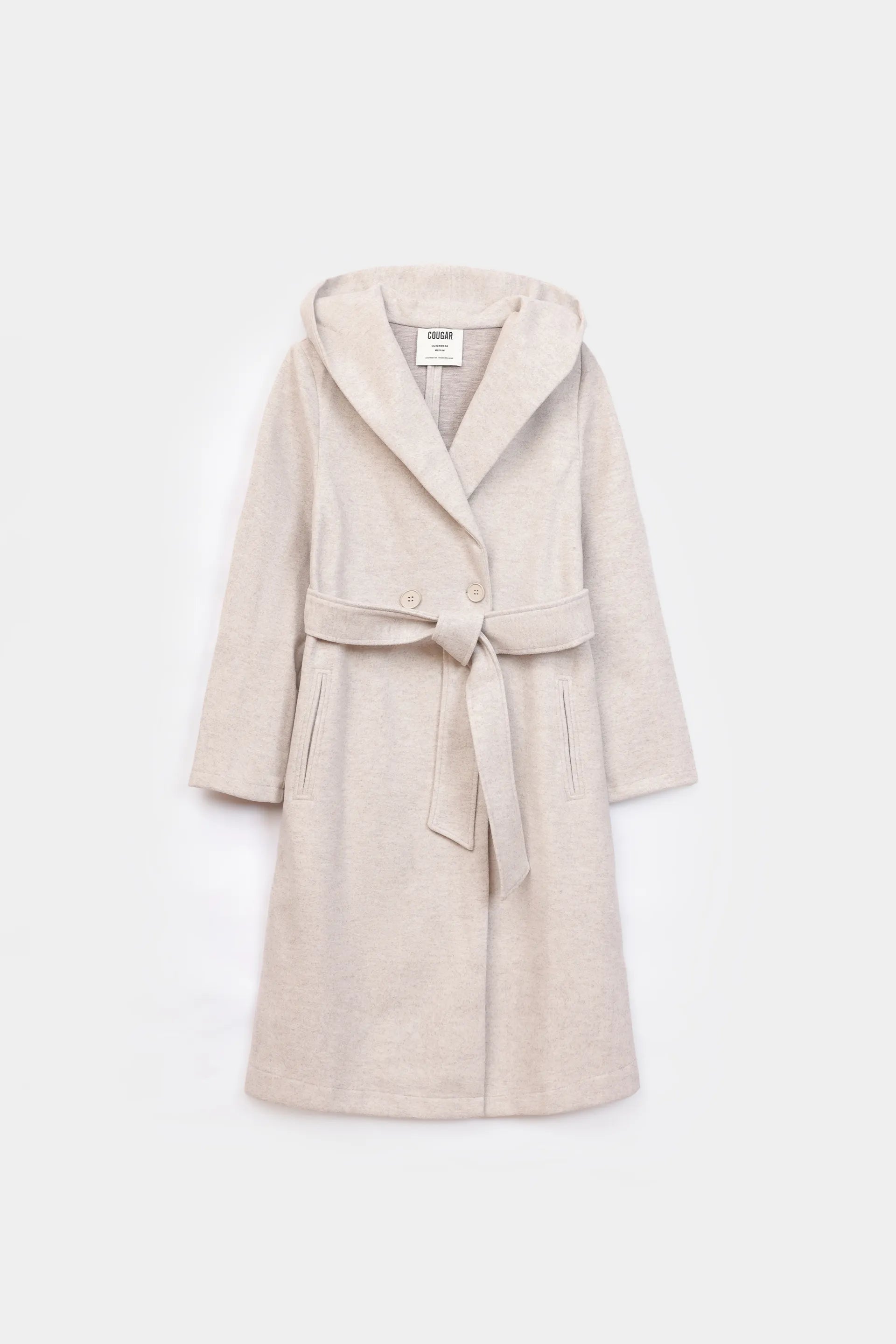 Hooded Belted Coat - Cougar Clothing