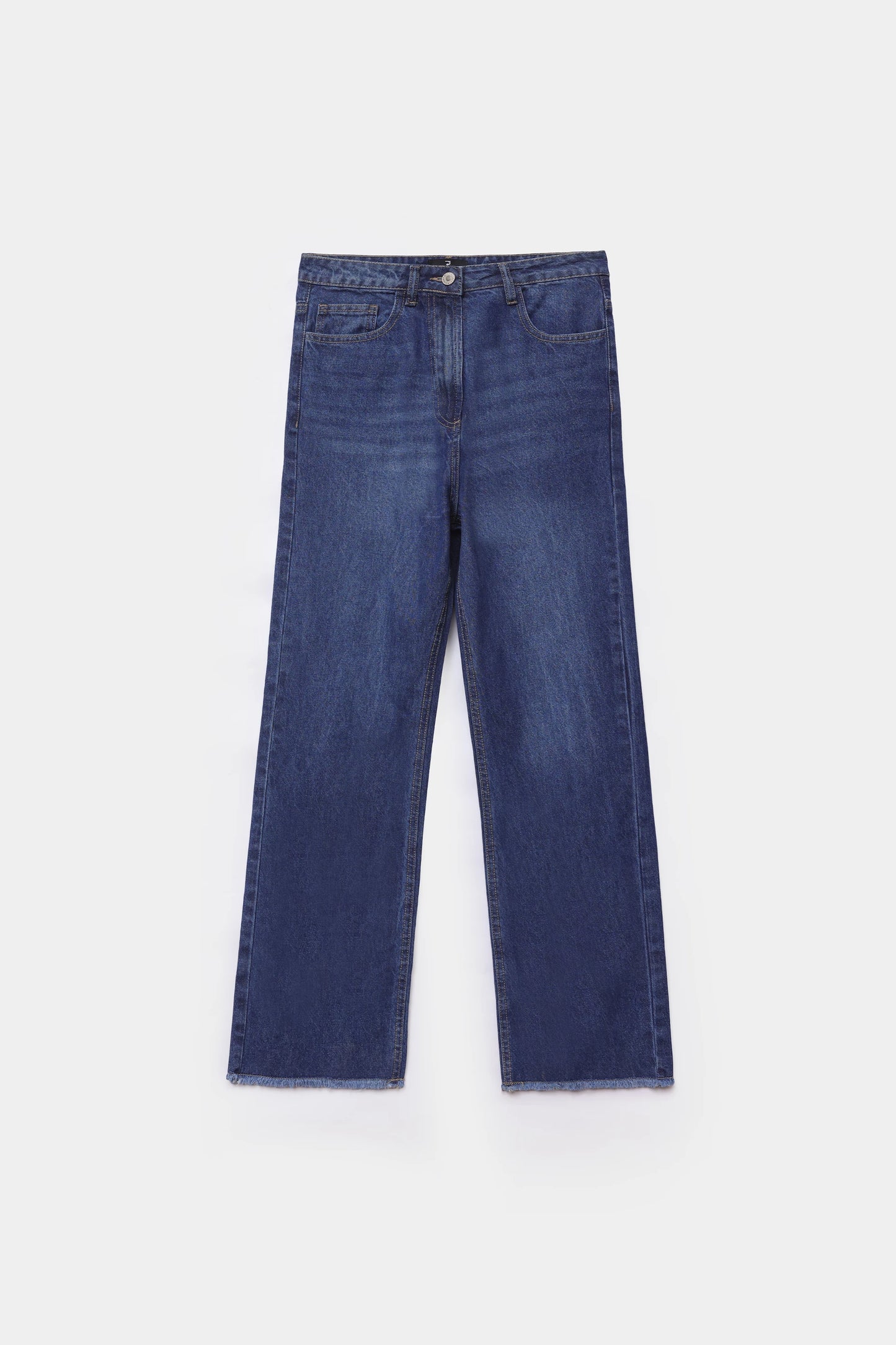 Straight Jeans With Raw Hem - Cougar Clothing