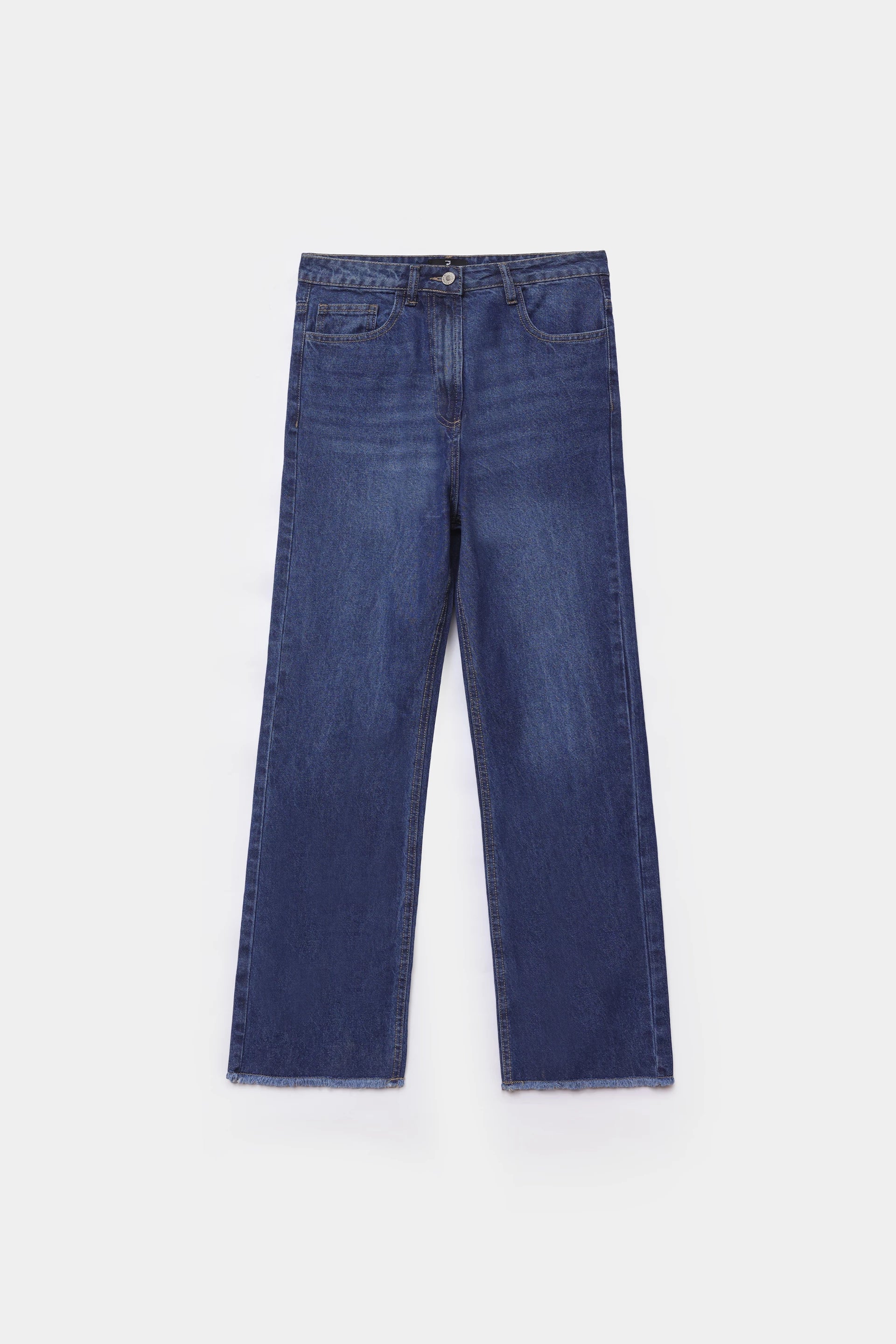 Straight Jeans With Raw Hem - Cougar Clothing