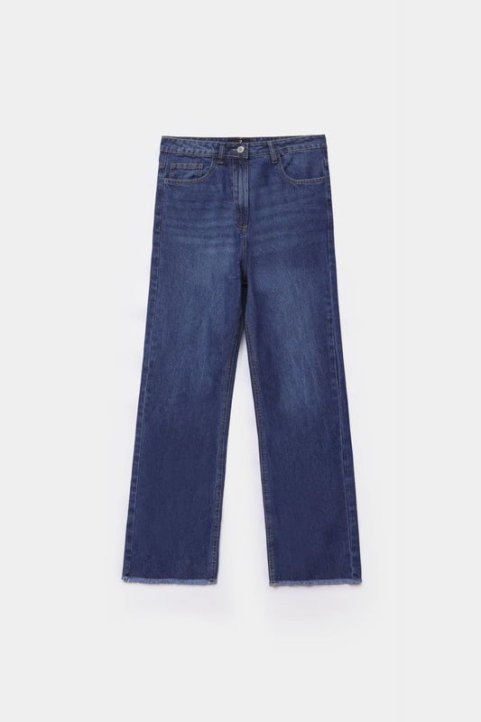Straight Jeans With Raw Hem - Cougar Clothing