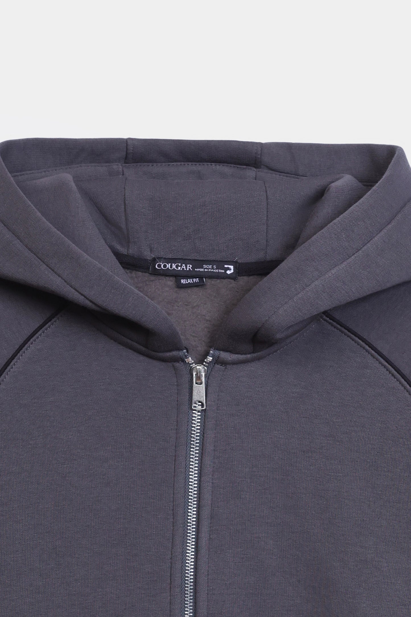 Relaxed Contrast Zip Hoodie - Cougar Clothing