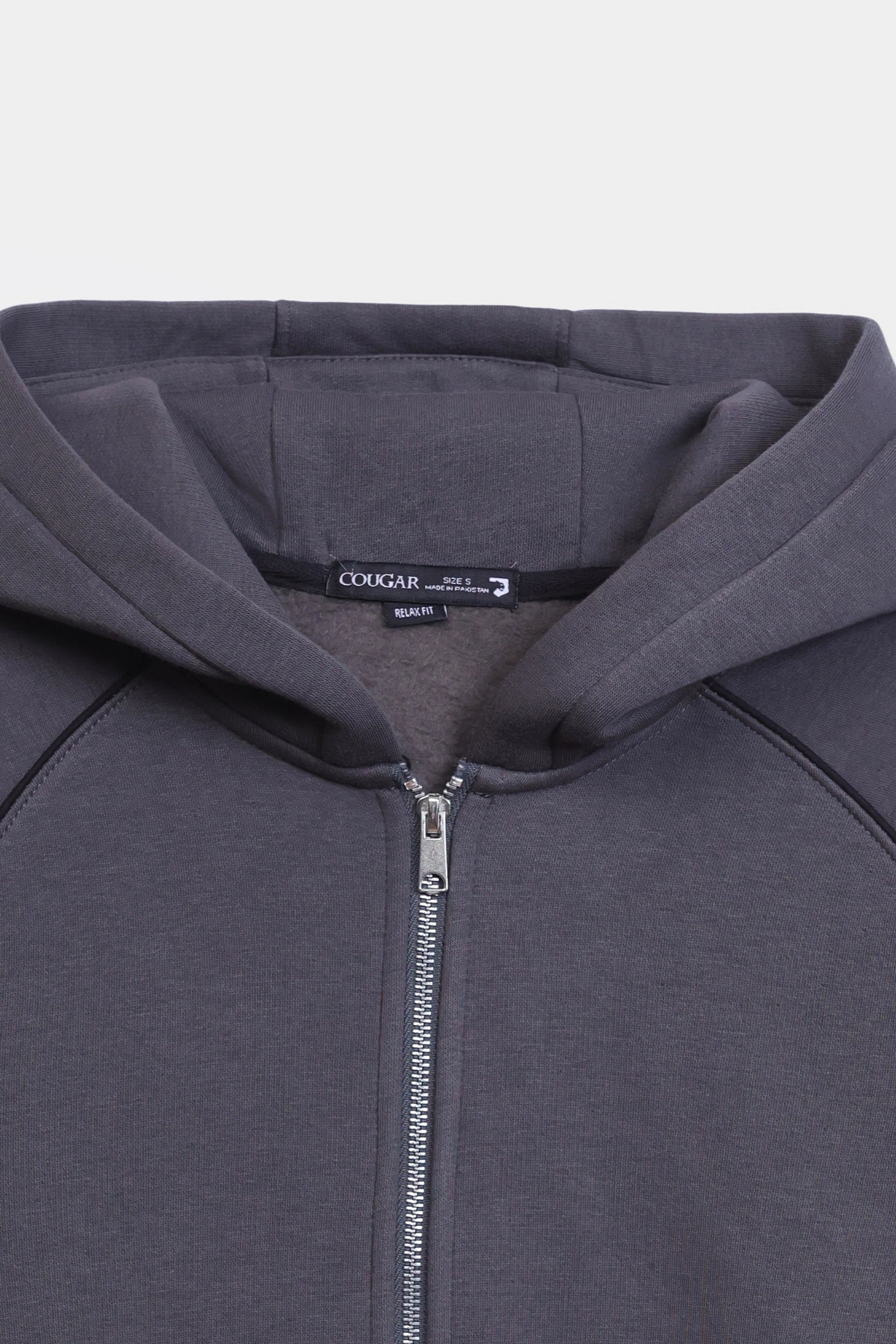 Relaxed Contrast Zip Hoodie - Cougar Clothing