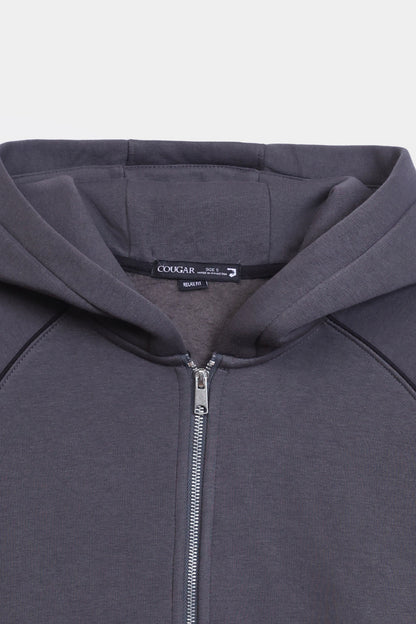 Relaxed Contrast Zip Hoodie - Cougar Clothing