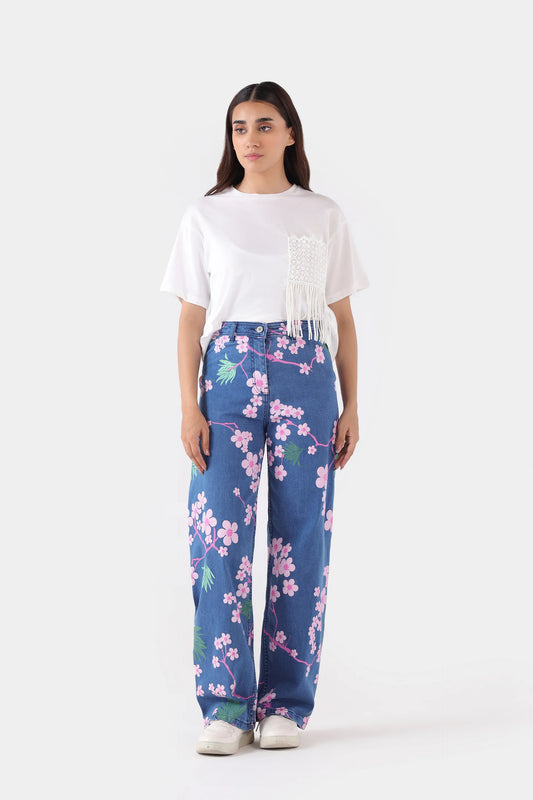 Straight Fit Printed Jeans - Cougar Clothing