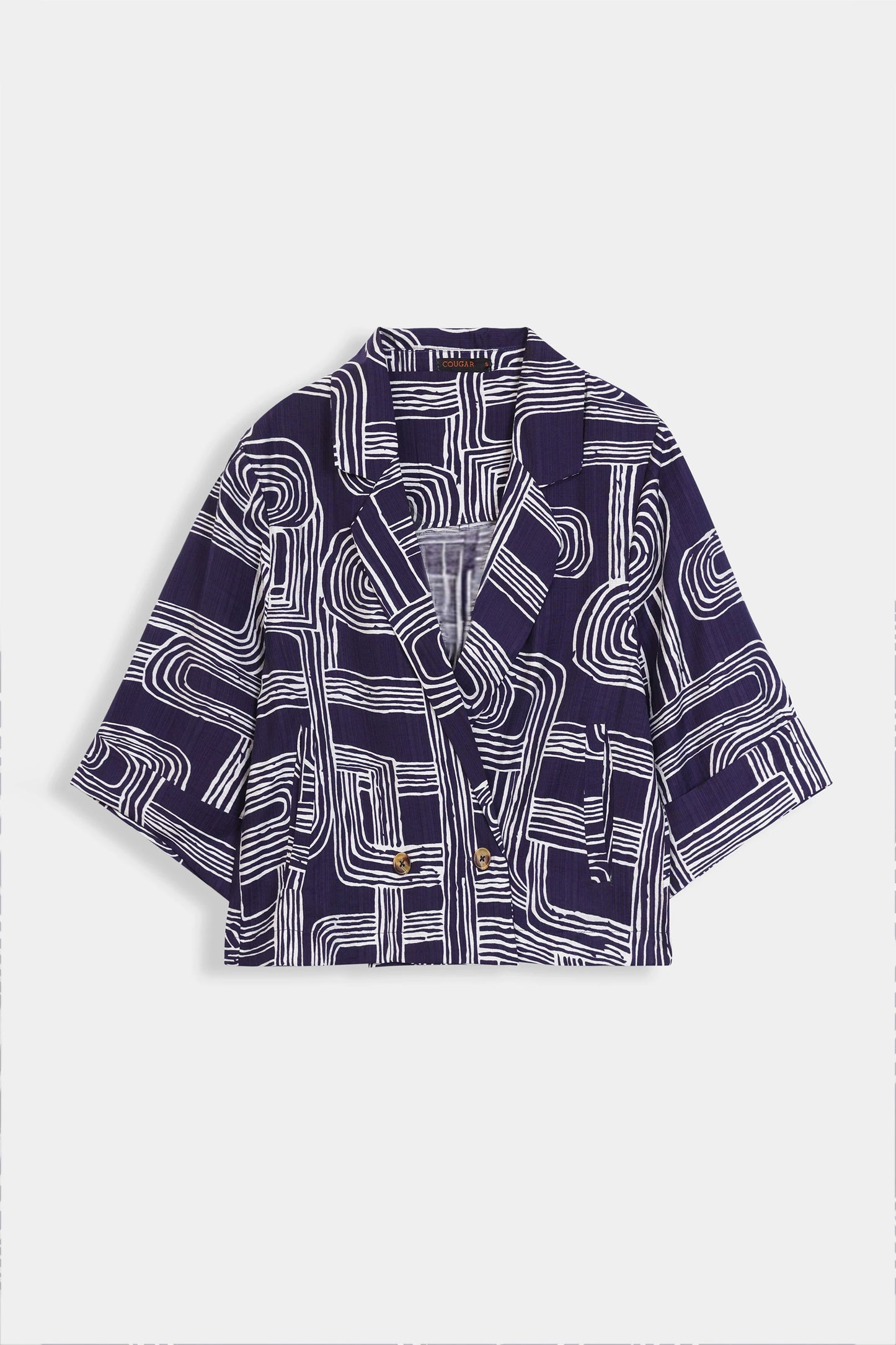 Abstract Printed Blazer Top - Cougar Clothing