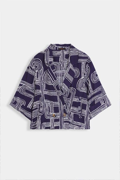 Abstract Printed Blazer Top - Cougar Clothing