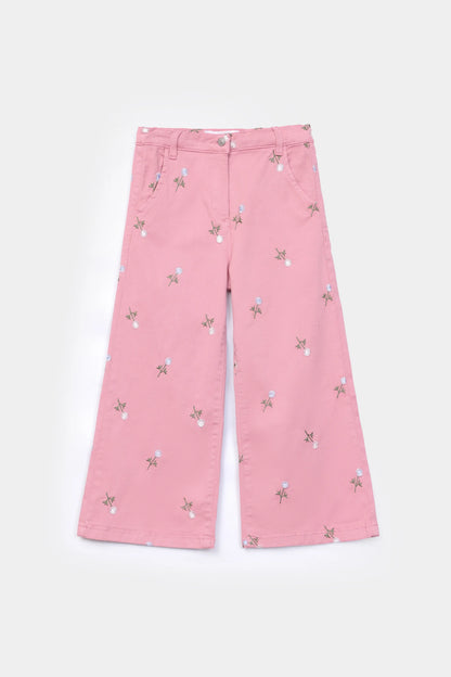 Embroidered Wide-Leg Jeans - Cougar Clothing