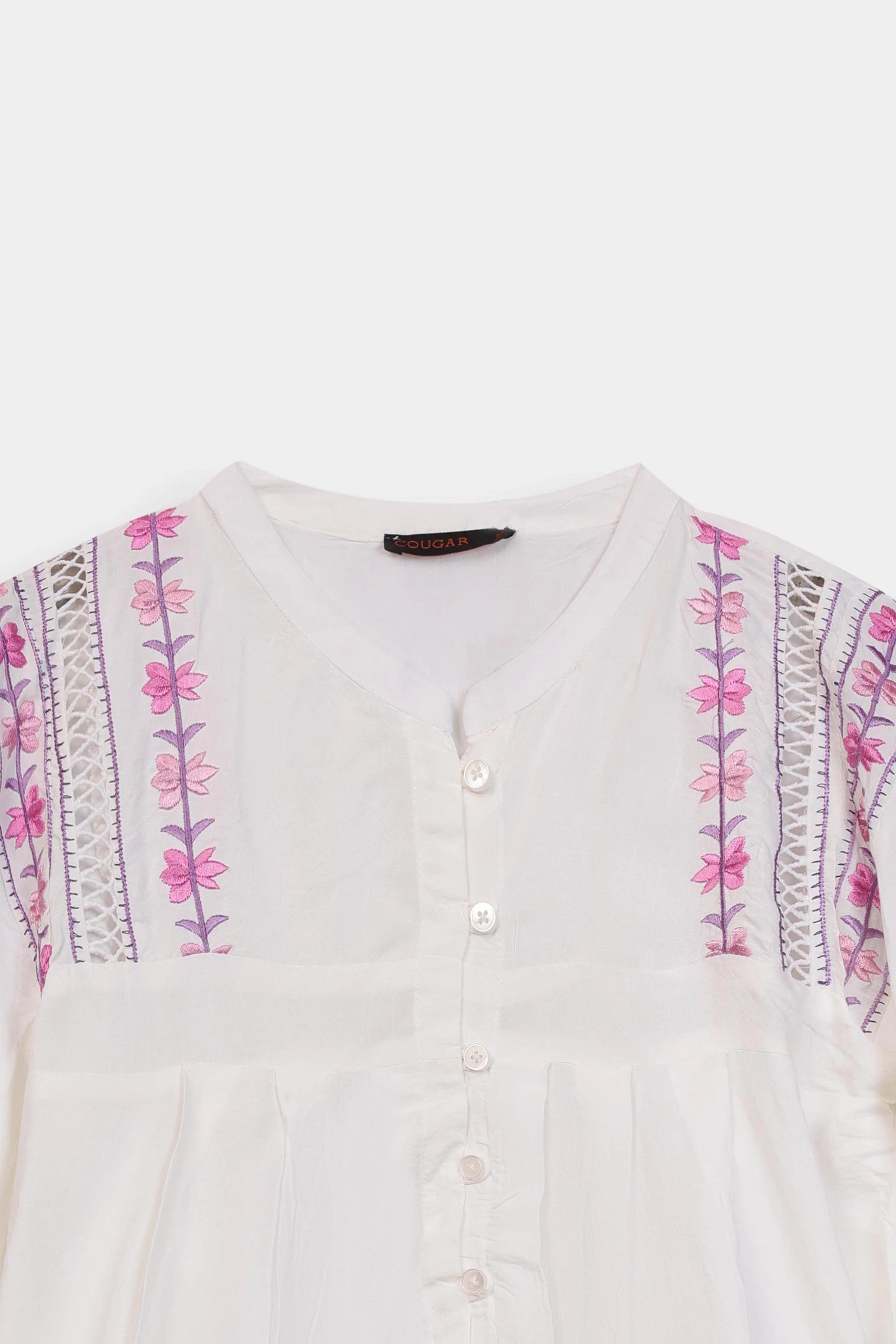 Raw Silk Embroidered Top - Cougar Clothing