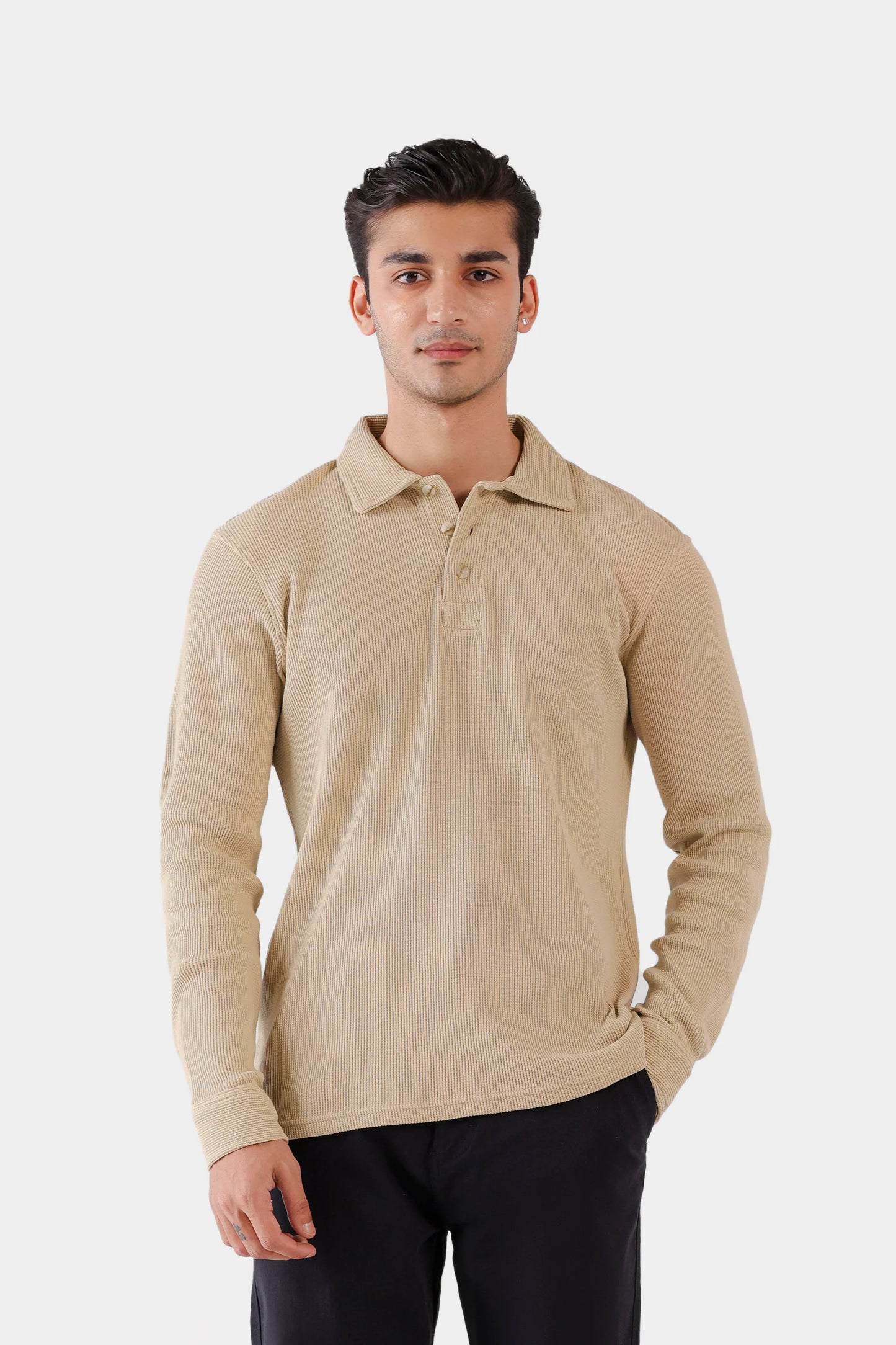 Waffle Knit Polo - Cougar Clothing