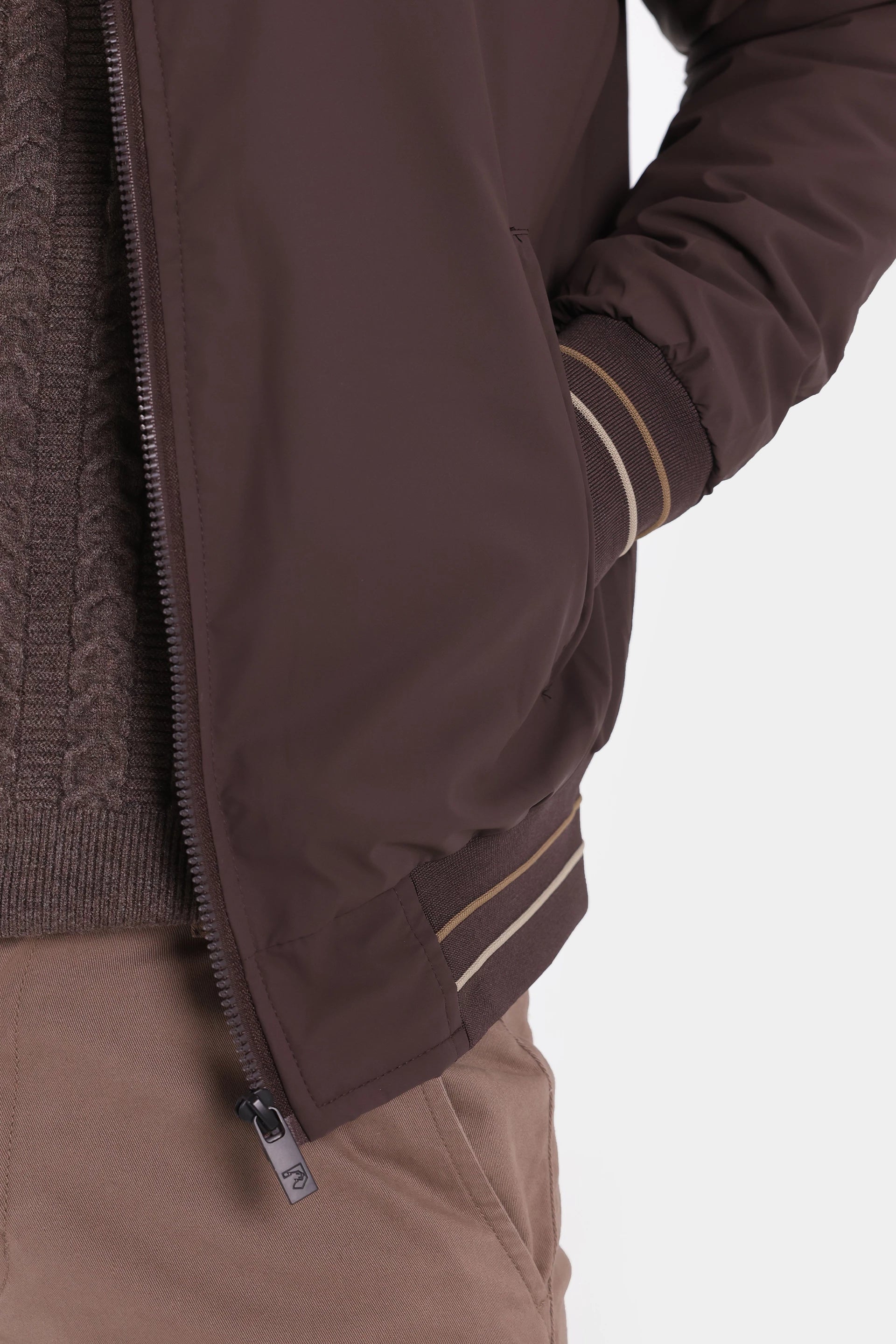 Contrast Ribbed Bomber Jacket - Cougar Clothing