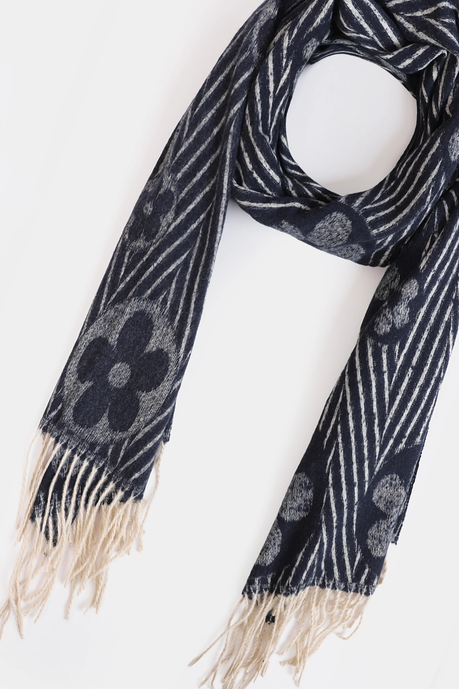 Contrast Striped Knit Shawl - Cougar Clothing