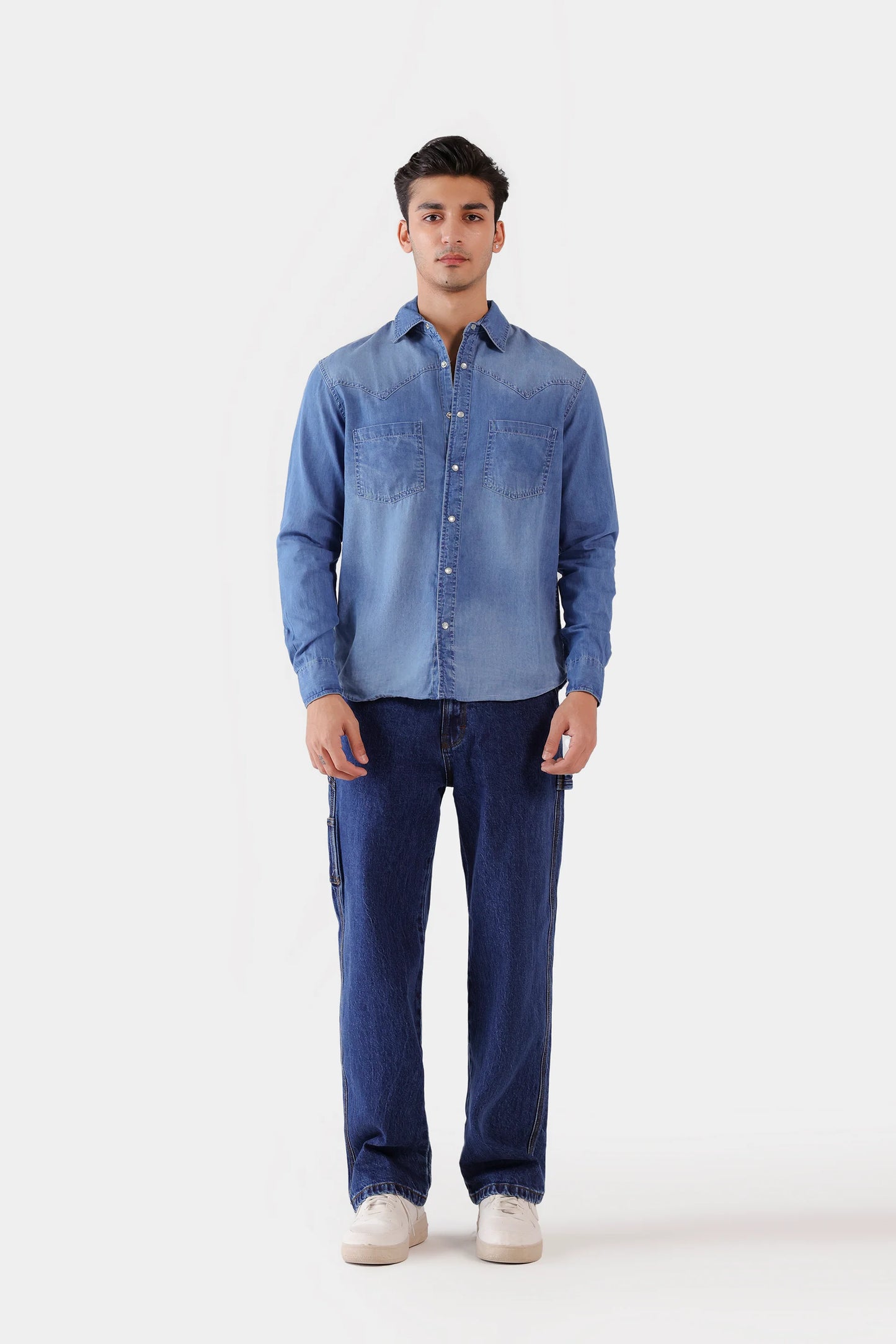 Patch Pockets Denim Shirt - Cougar Clothing