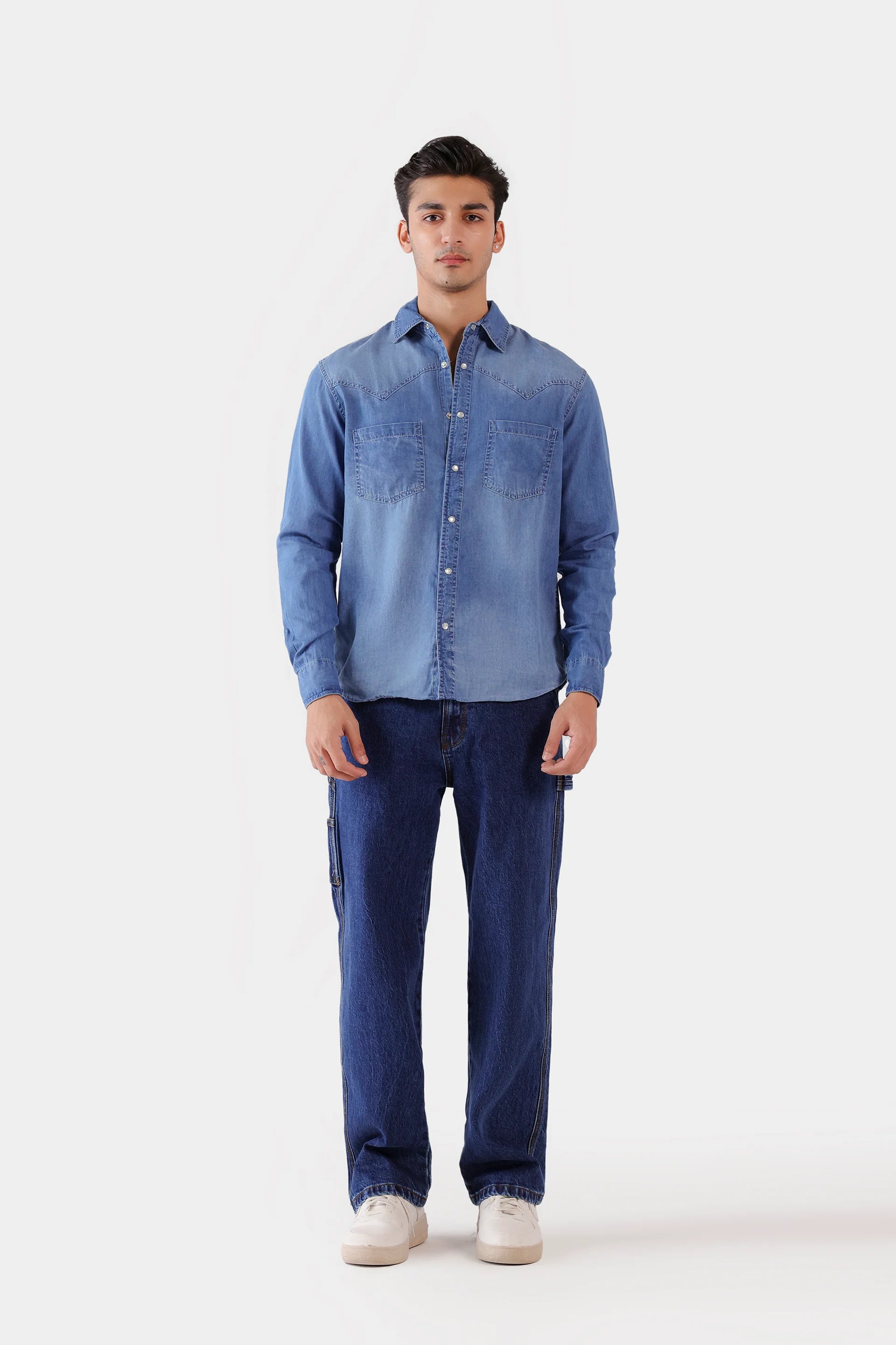 Patch Pockets Denim Shirt - Cougar Clothing