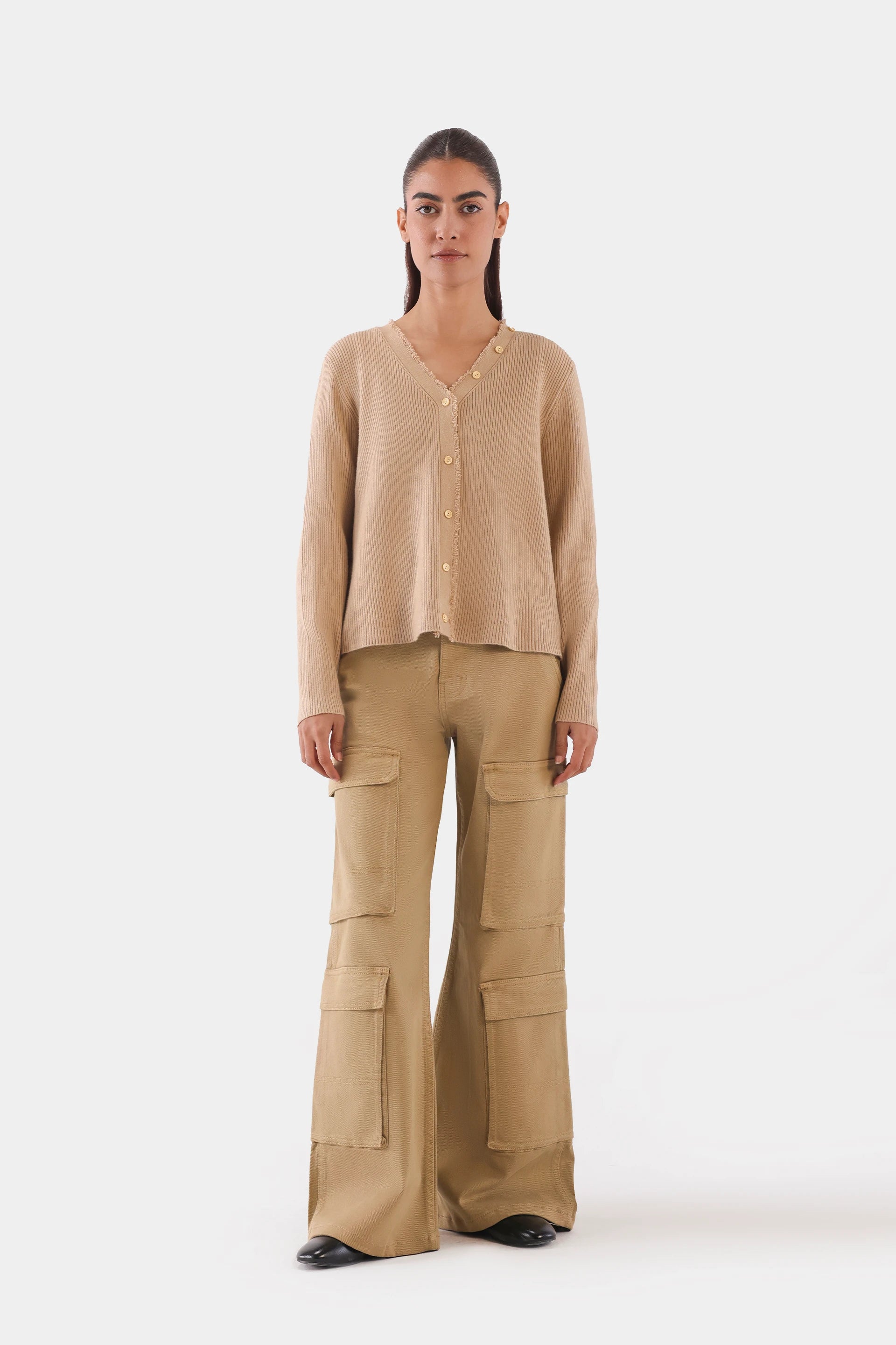 Frayed Placket Cardigan - Cougar Clothing