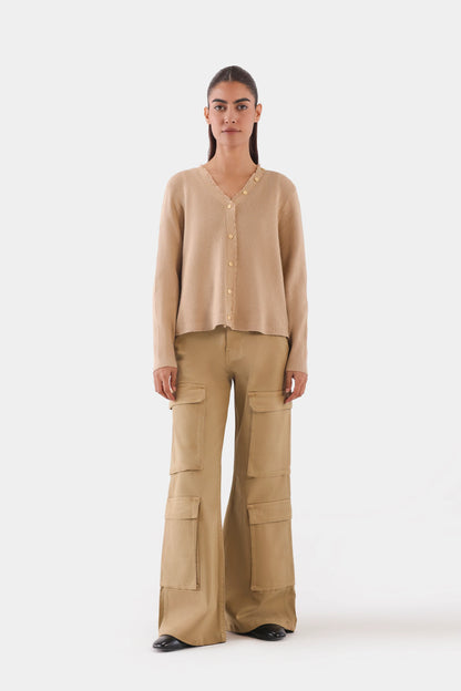 Frayed Placket Cardigan - Cougar Clothing