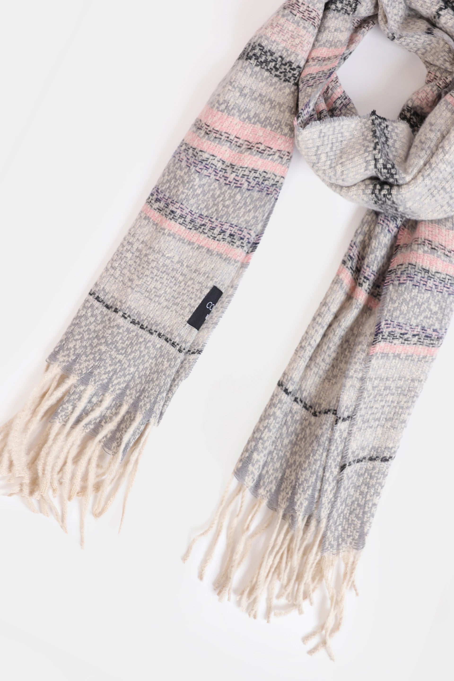 Horizontal Striped Knitted Shawl - Cougar Clothing