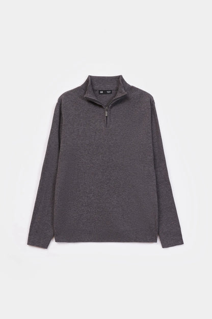 Rib Knit Quarter Sweater - Cougar Clothing