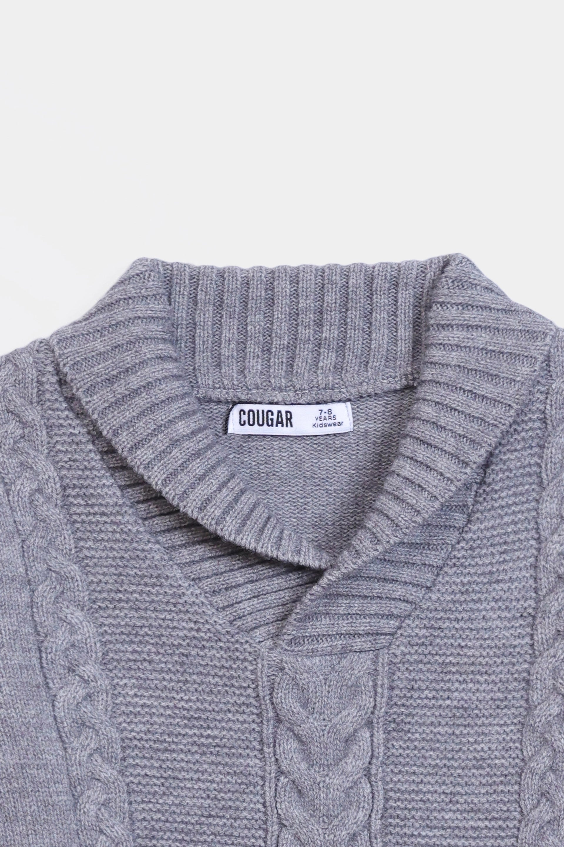 Shawl Collar Cable Knit Sweater - Cougar Clothing