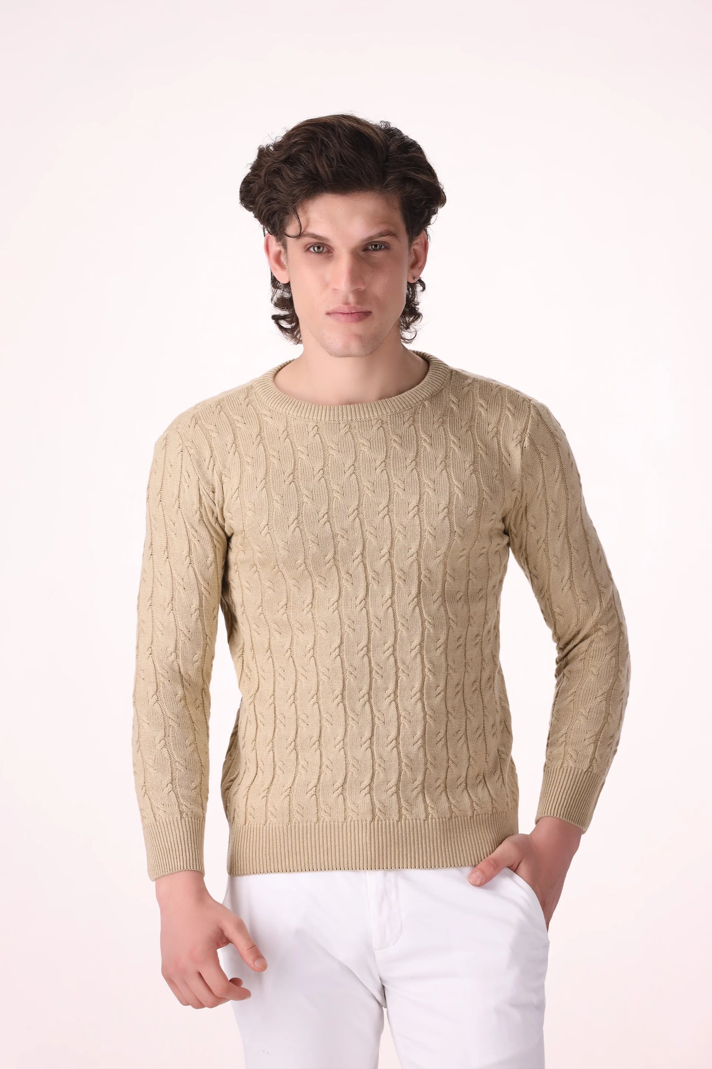 Cable Knit Acrylic Sweater - Cougar Clothing