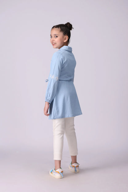 Chambray Embroidered Dress - Cougar Clothing