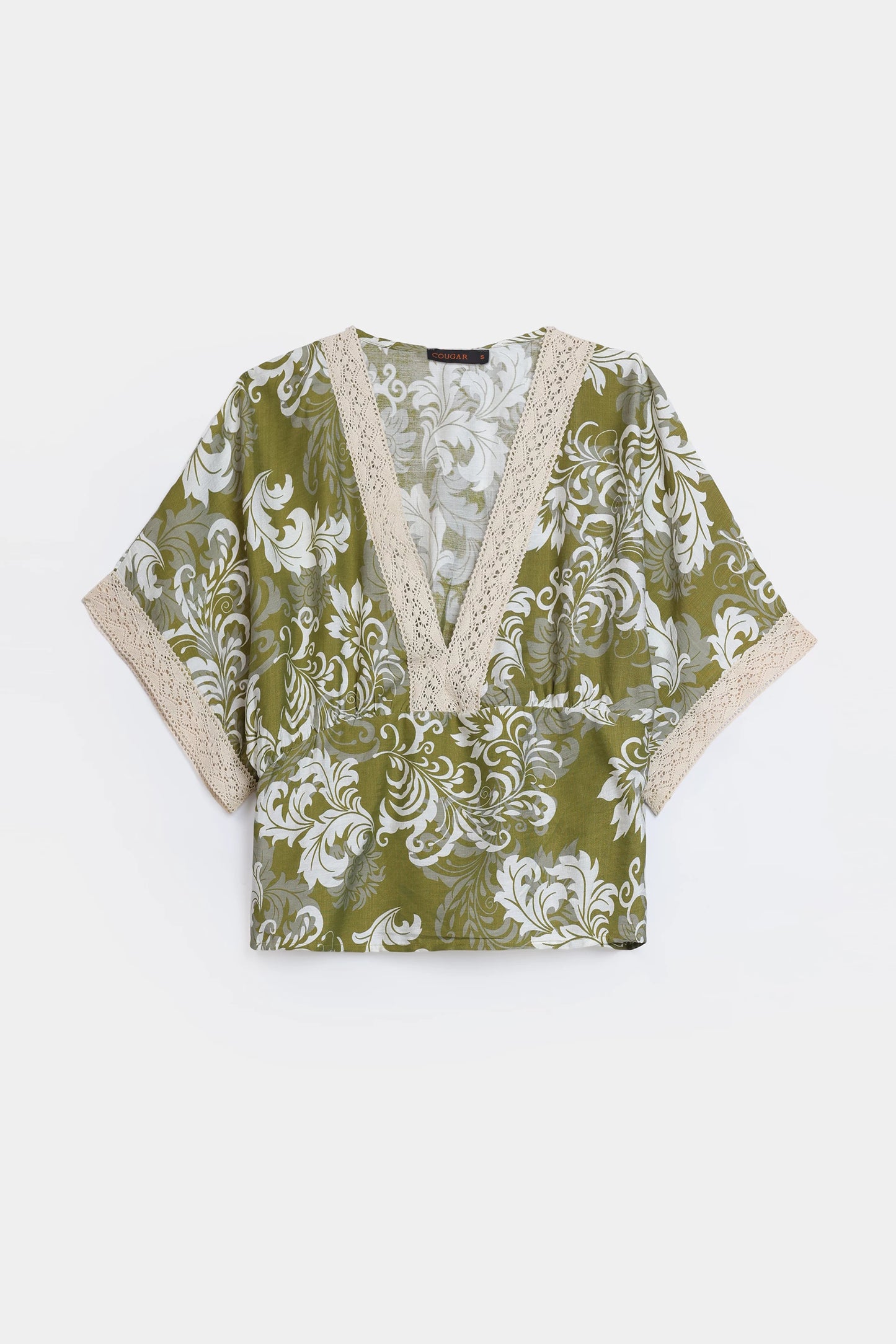 Lace-Trimmed Printed Top - Cougar Clothing