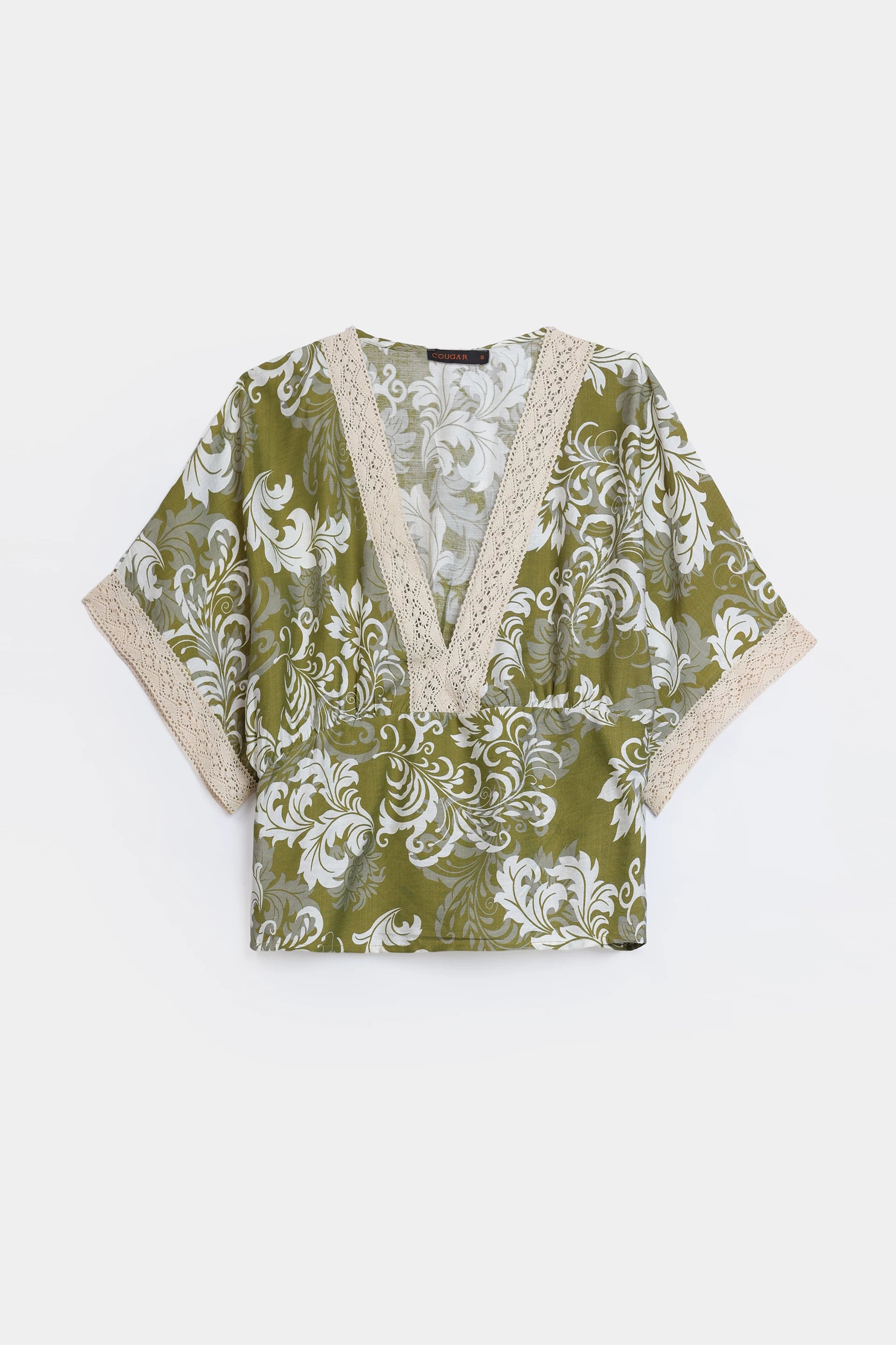 Lace-Trimmed Printed Top - Cougar Clothing