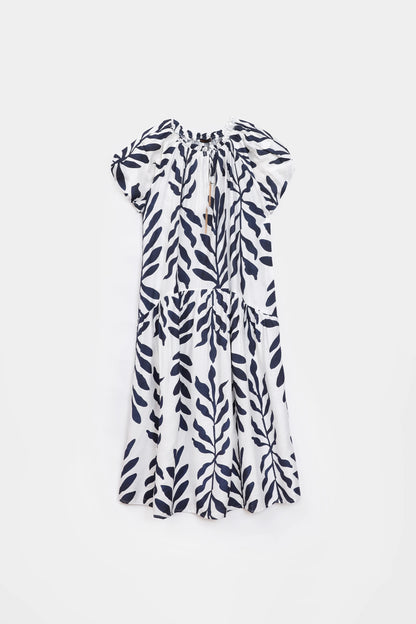 Printed Dress With Puff Sleeves - Cougar Clothing