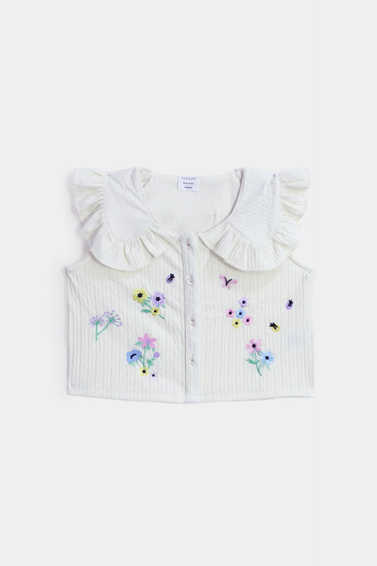 Bib Collar Embroidered Blouse - Cougar Clothing