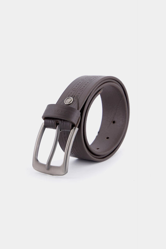 Leather Belt With Geometric Pattern - Cougar Clothing