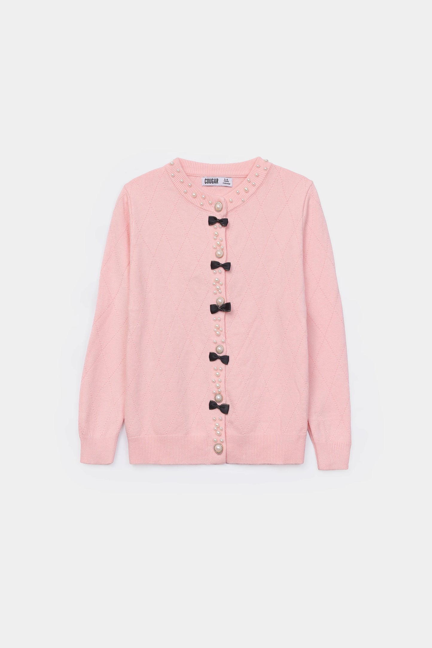 Knit Cardigan With Faux Pearls - Cougar Clothing