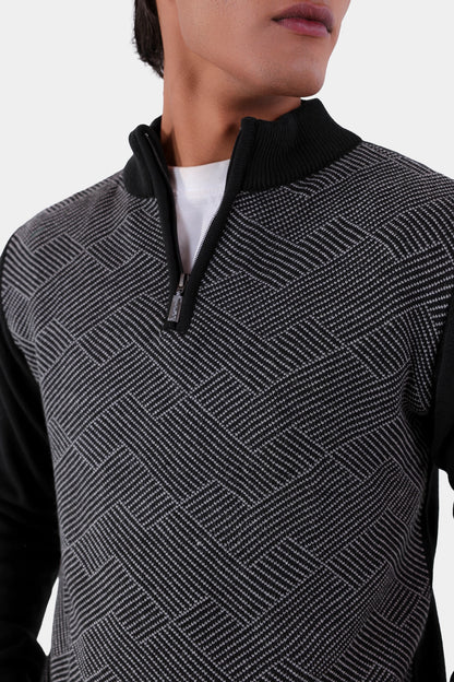 Contrast Sleeved Textured Sweater - Cougar Clothing