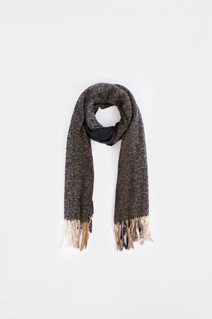 Knitted Shawl With Contrast Fringes - Cougar Clothing