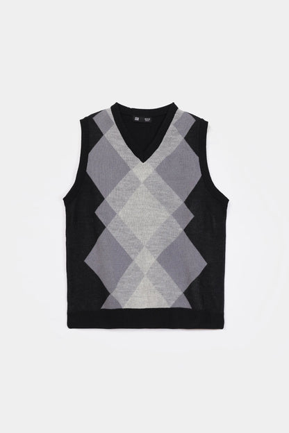 Argyle Pattern Sweater Vest - Cougar Clothing