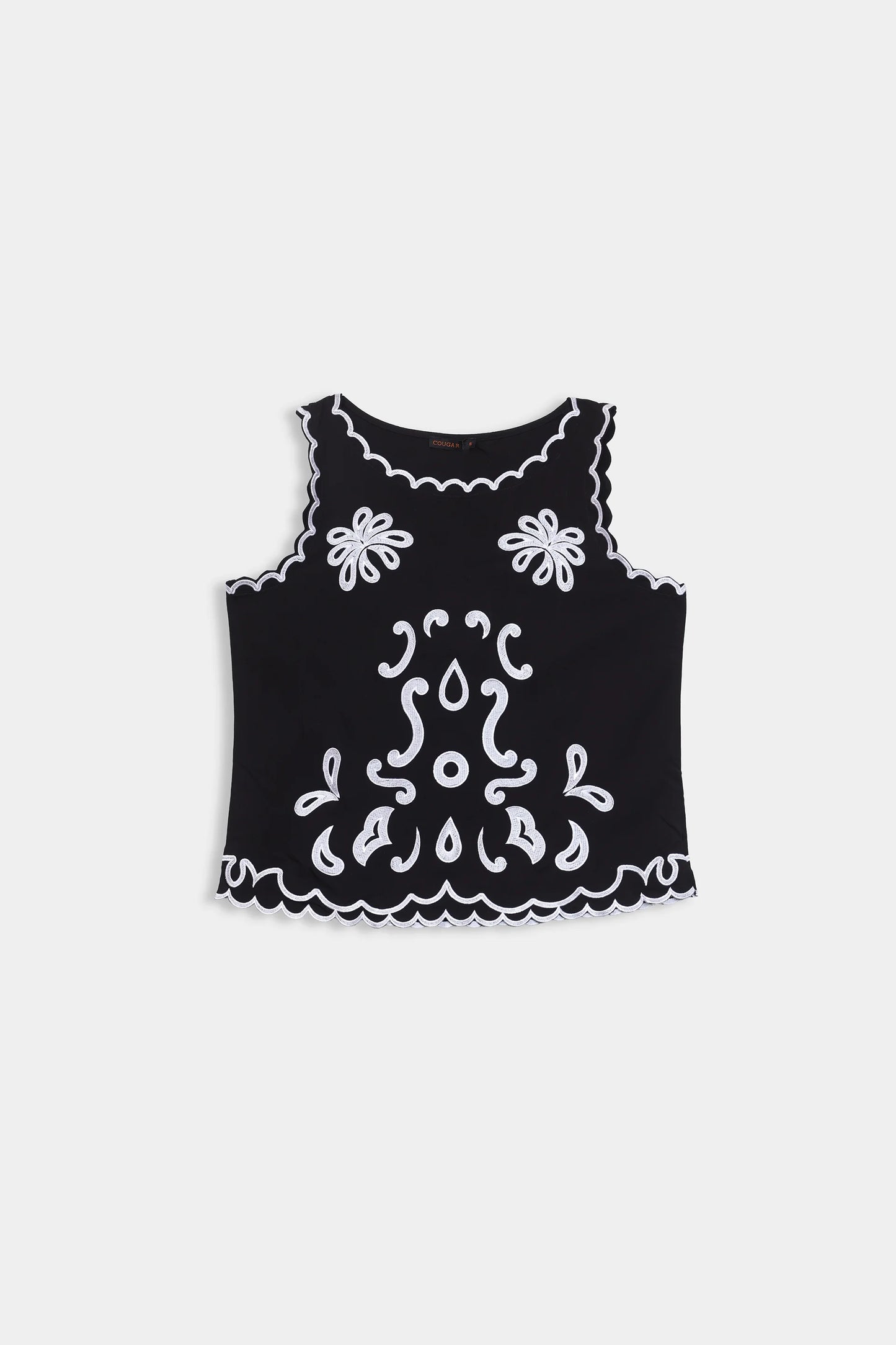 Embroidered Scallop Top - Cougar Clothing