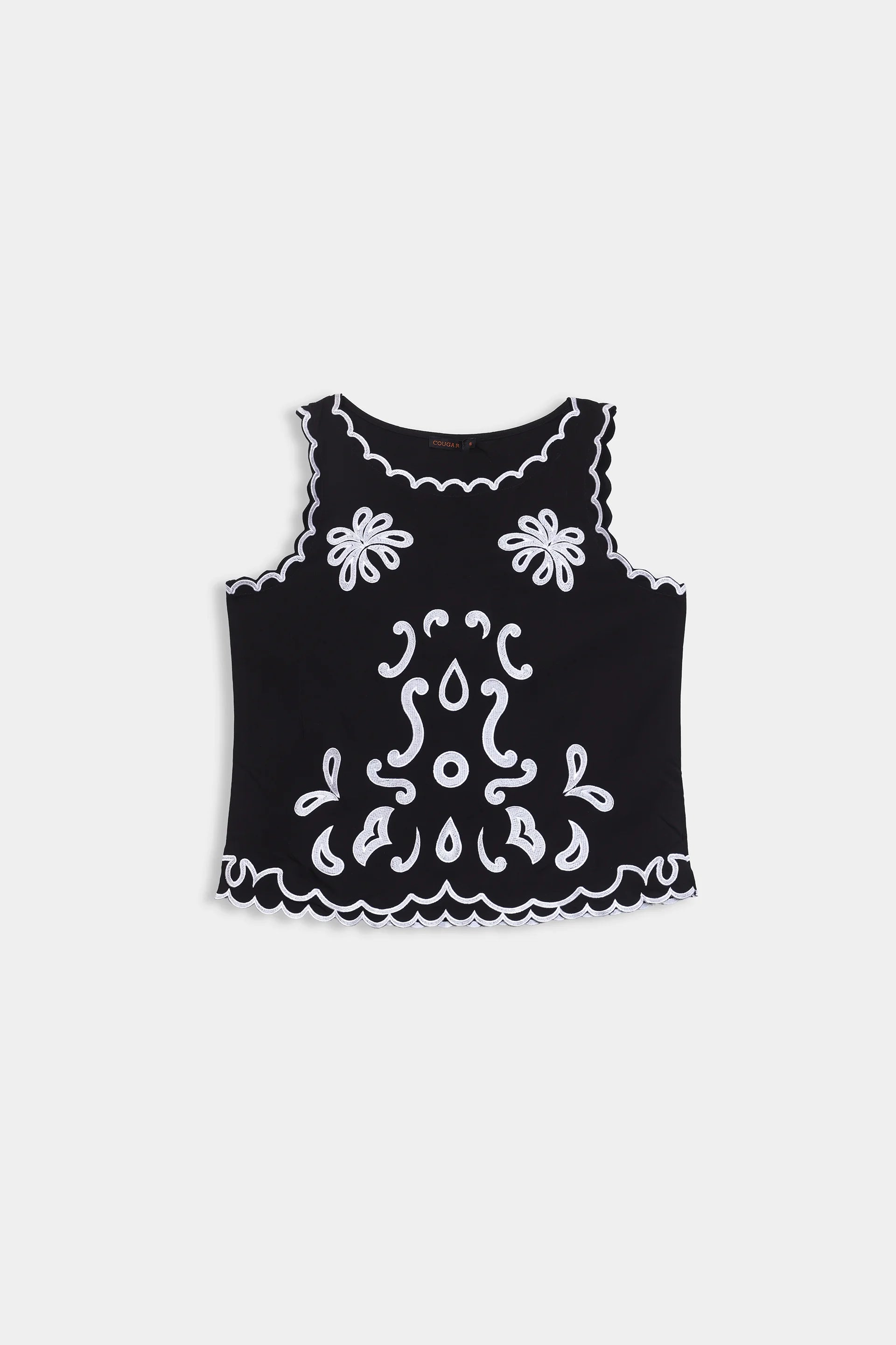 Embroidered Scallop Top - Cougar Clothing