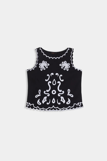 Embroidered Scallop Top - Cougar Clothing