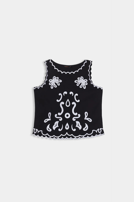 Embroidered Scallop Top - Cougar Clothing