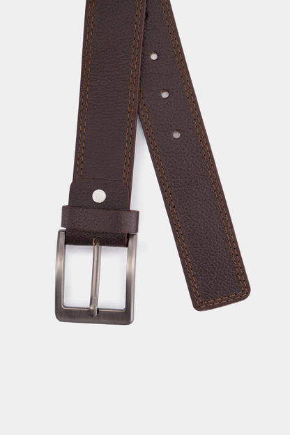 Leather Belt With Rectangular Buckle - Cougar Clothing