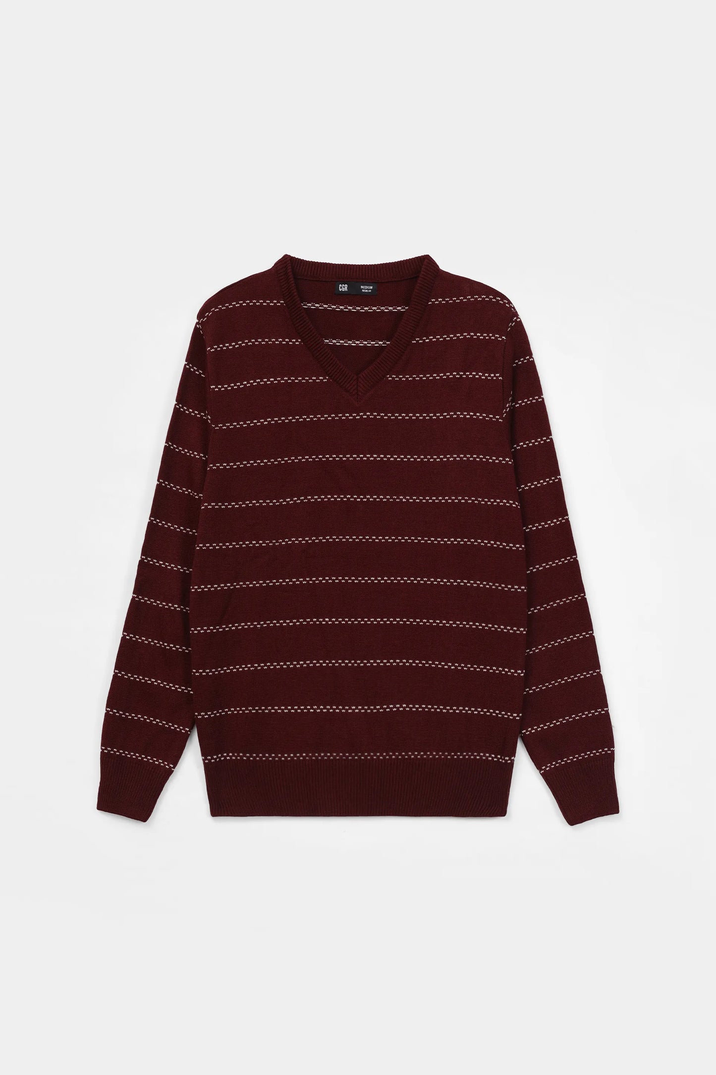 V-Neck Striped Sweater - Cougar Clothing