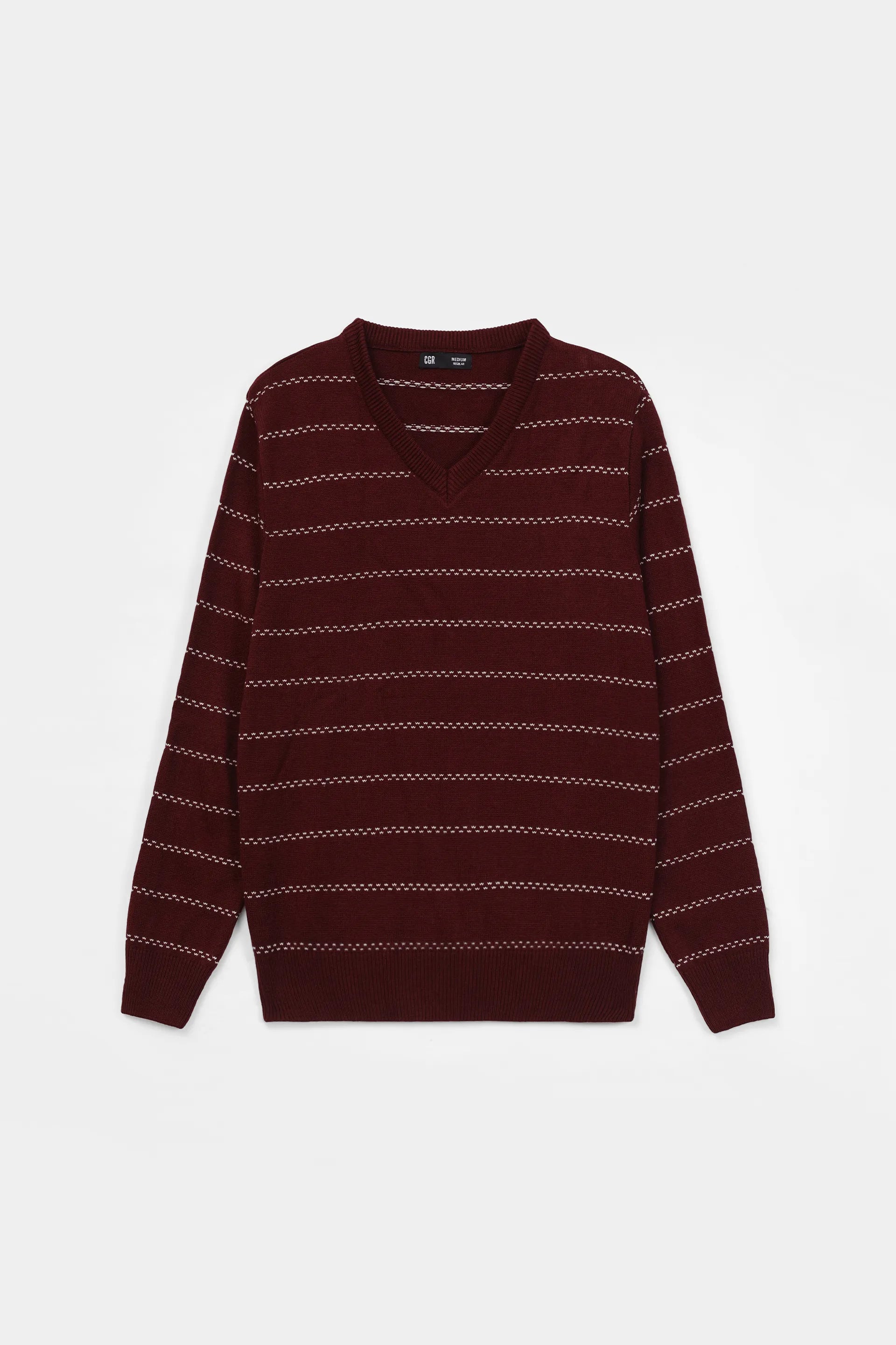 V-Neck Striped Sweater - Cougar Clothing