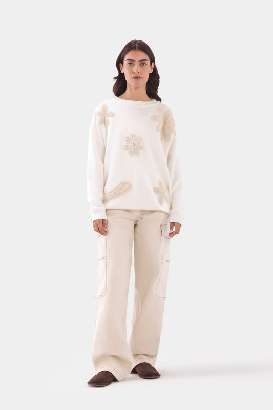 Embroidered Floral Knit Sweater - Cougar Clothing