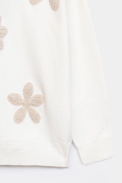 Embroidered Floral Knit Sweater - Cougar Clothing