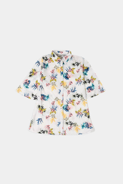 Floral Print Linen Dress - Cougar Clothing