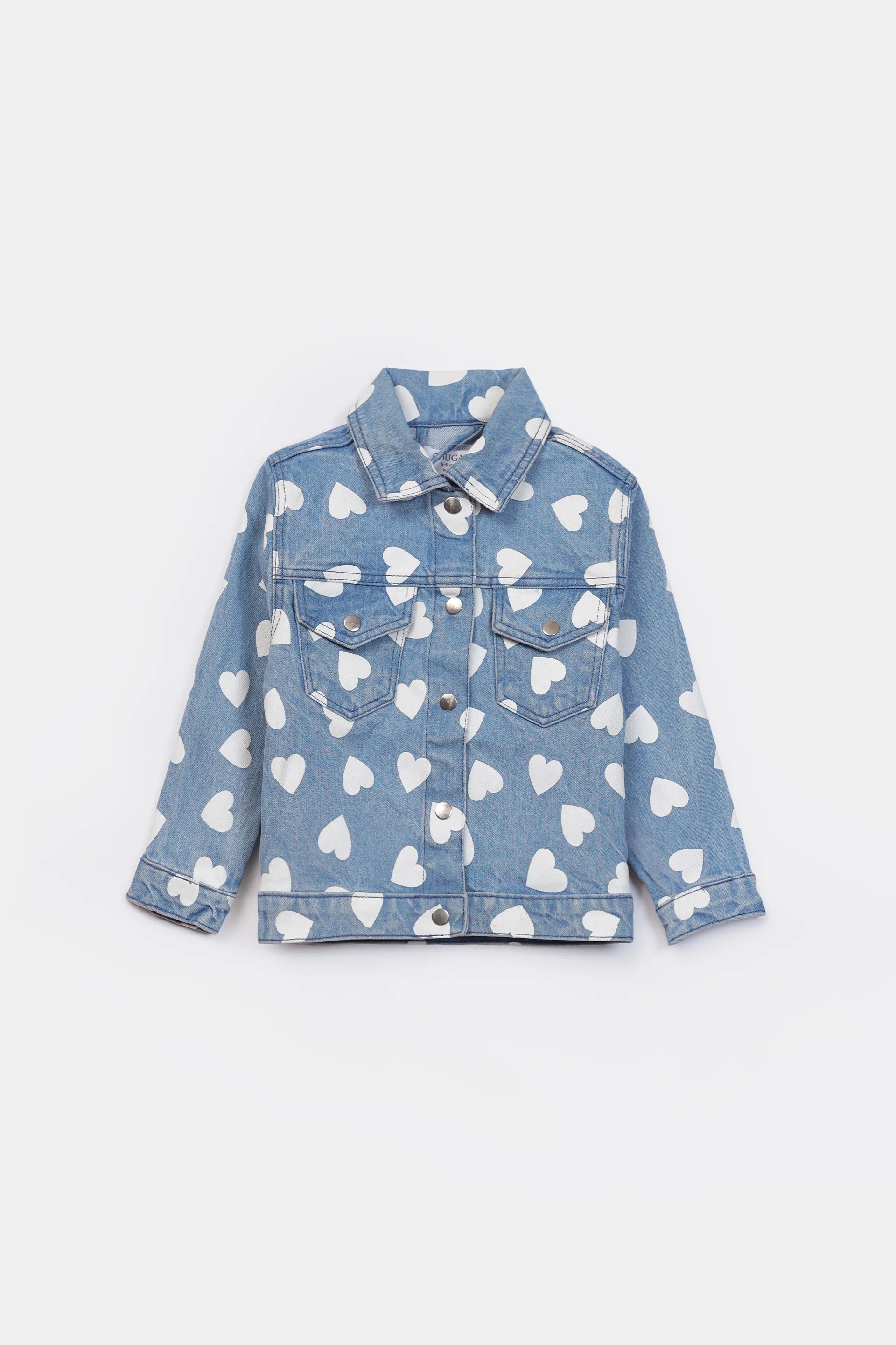 Heart Printed Denim Jacket - Cougar Clothing