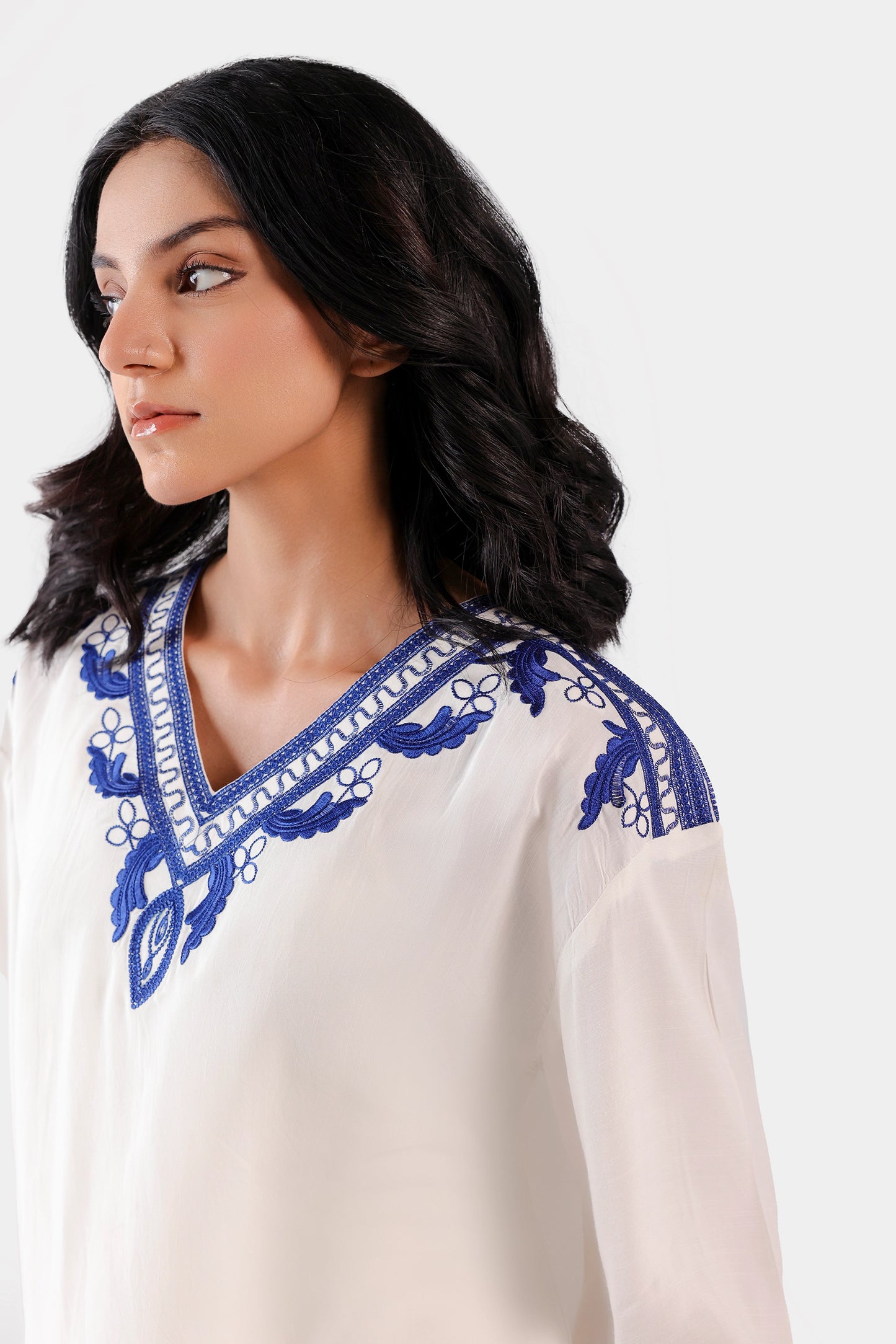 Embroidered Raw Silk Top - Cougar Clothing