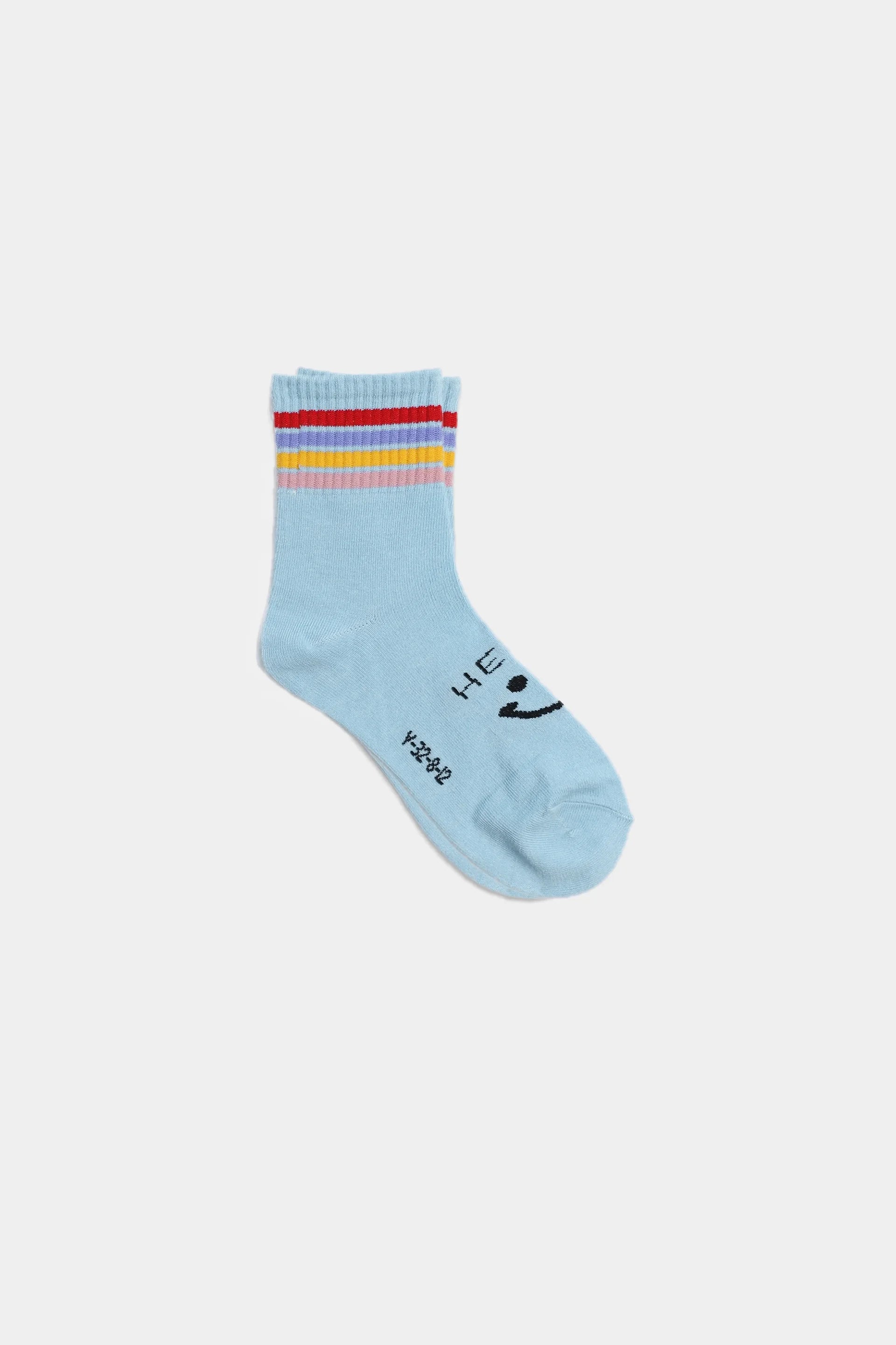 Smiley Striped Short Crew Socks - Cougar Clothing