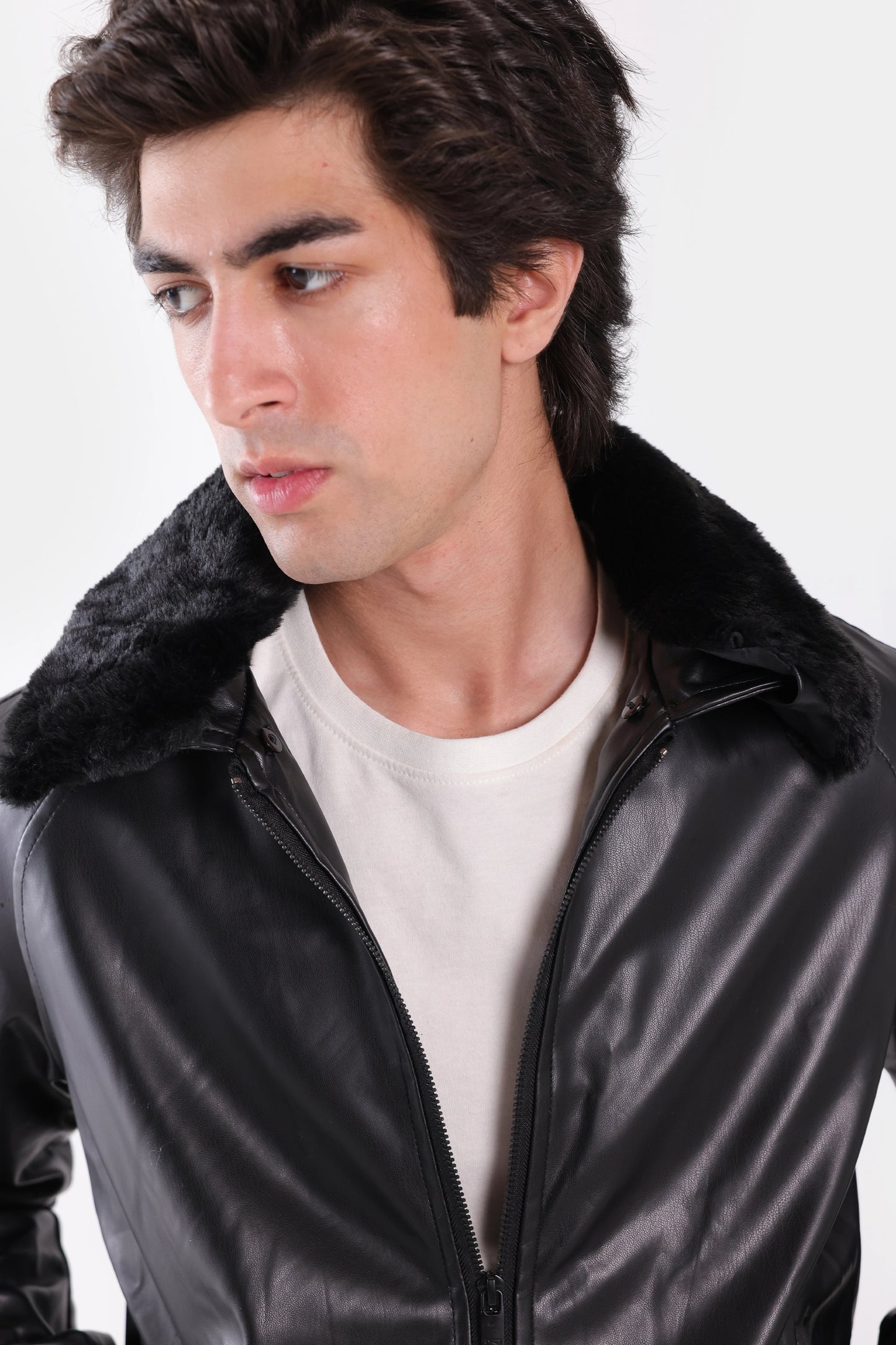 PU Jacket With Fur Collar - Cougar Clothing