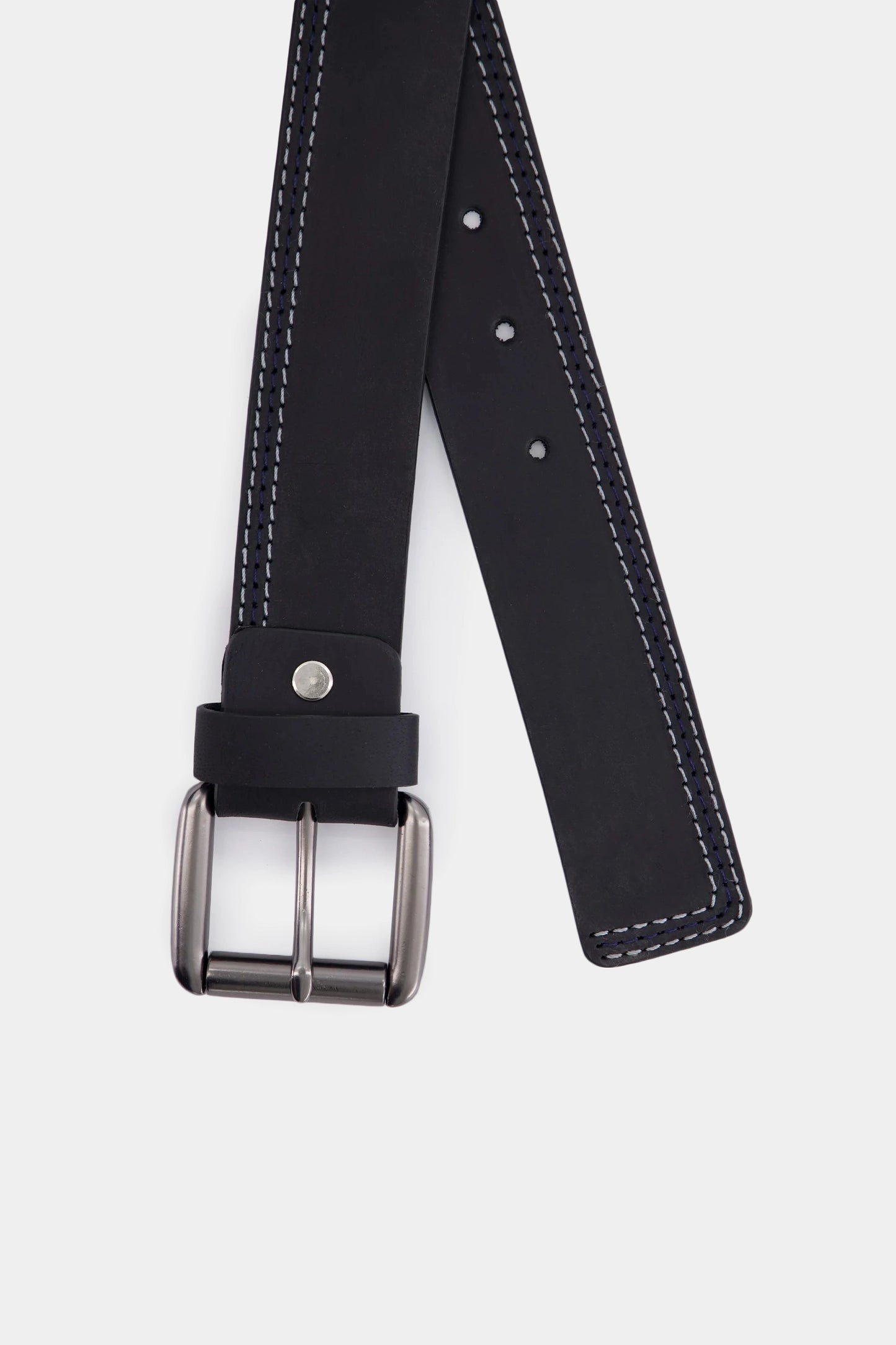 Leather Belt With Side Stitches - Cougar Clothing